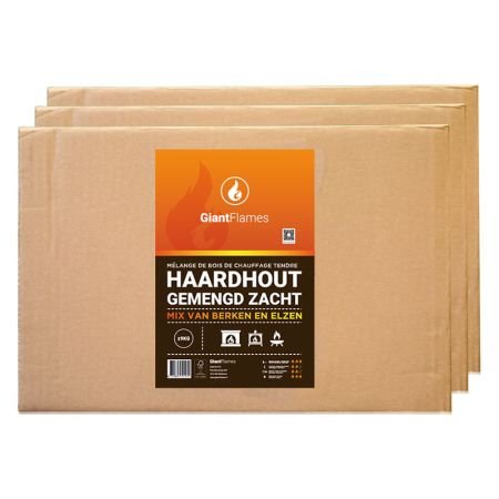 64 dozen Giant Flames haardhout gemengd zacht berken / elzen mix FSC